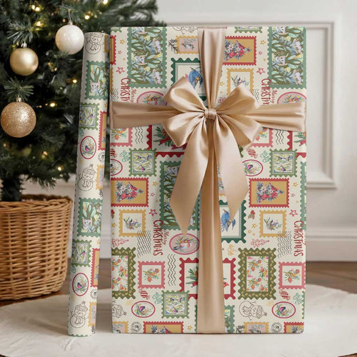 Aussie Birds Christmas La La Land Wrapping Paper Beige Vintage Stamp Edition - Aussie Hoodie