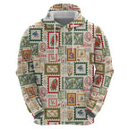 Aussie Birds Christmas La La Land Zip Hoodie Beige Vintage Stamp Edition - Aussie Hoodie