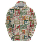 Aussie Birds Christmas La La Land Zip Hoodie Beige Vintage Stamp Edition - Aussie Hoodie