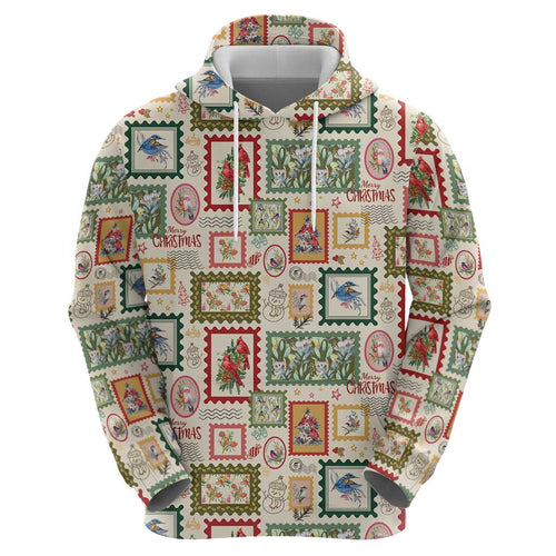 Aussie Birds Christmas La La Land Zip Hoodie Beige Vintage Stamp Edition - Aussie Hoodie
