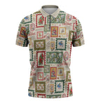 Aussie Birds Christmas La La Land Zipper Polo Shirt Beige Vintage Stamp Edition - Aussie Hoodie