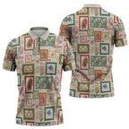 Aussie Birds Christmas La La Land Zipper Polo Shirt Beige Vintage Stamp Edition - Aussie Hoodie