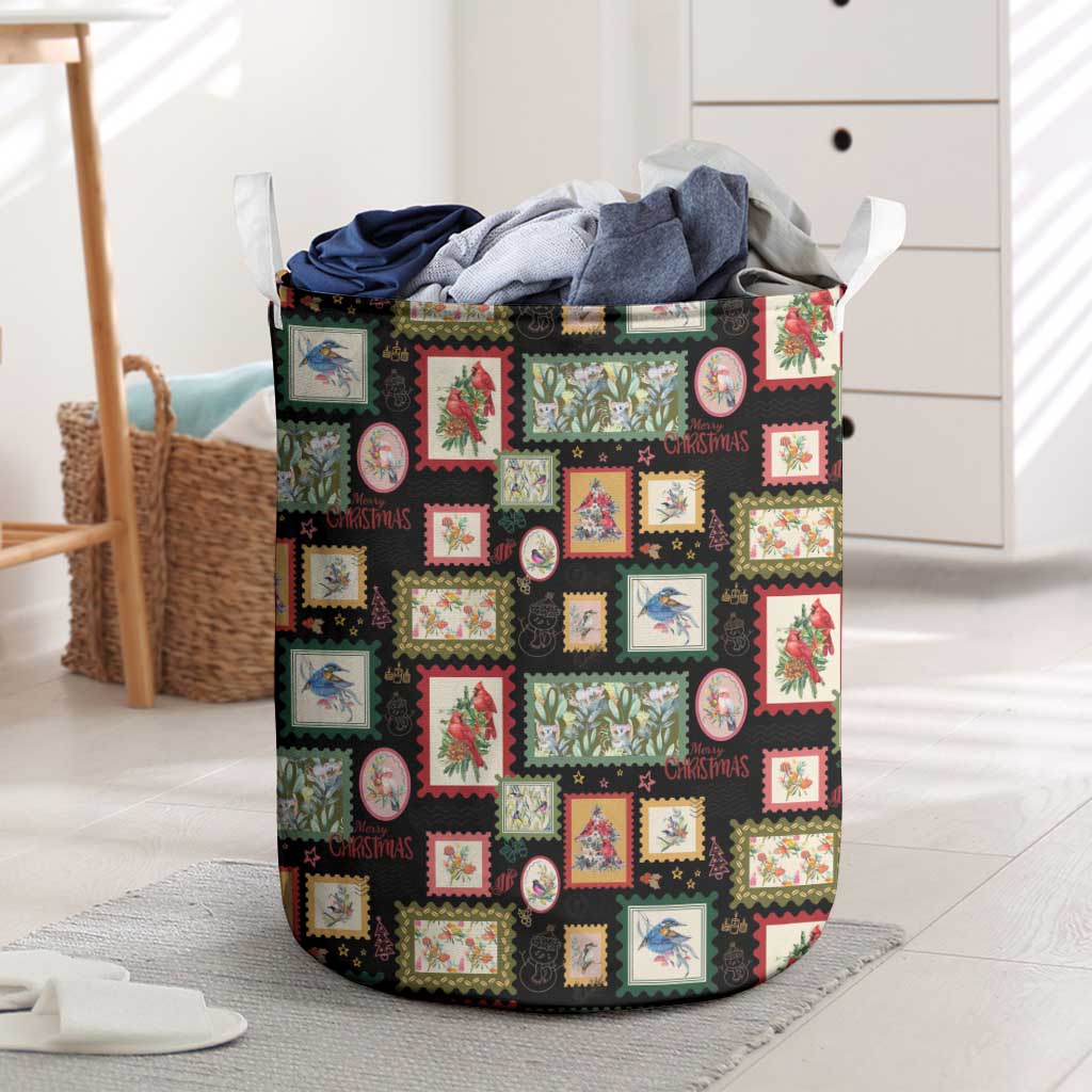 Aussie Birds Christmas La La Land Laundry Basket Black Vintage Stamp Edition - Aussie Hoodie