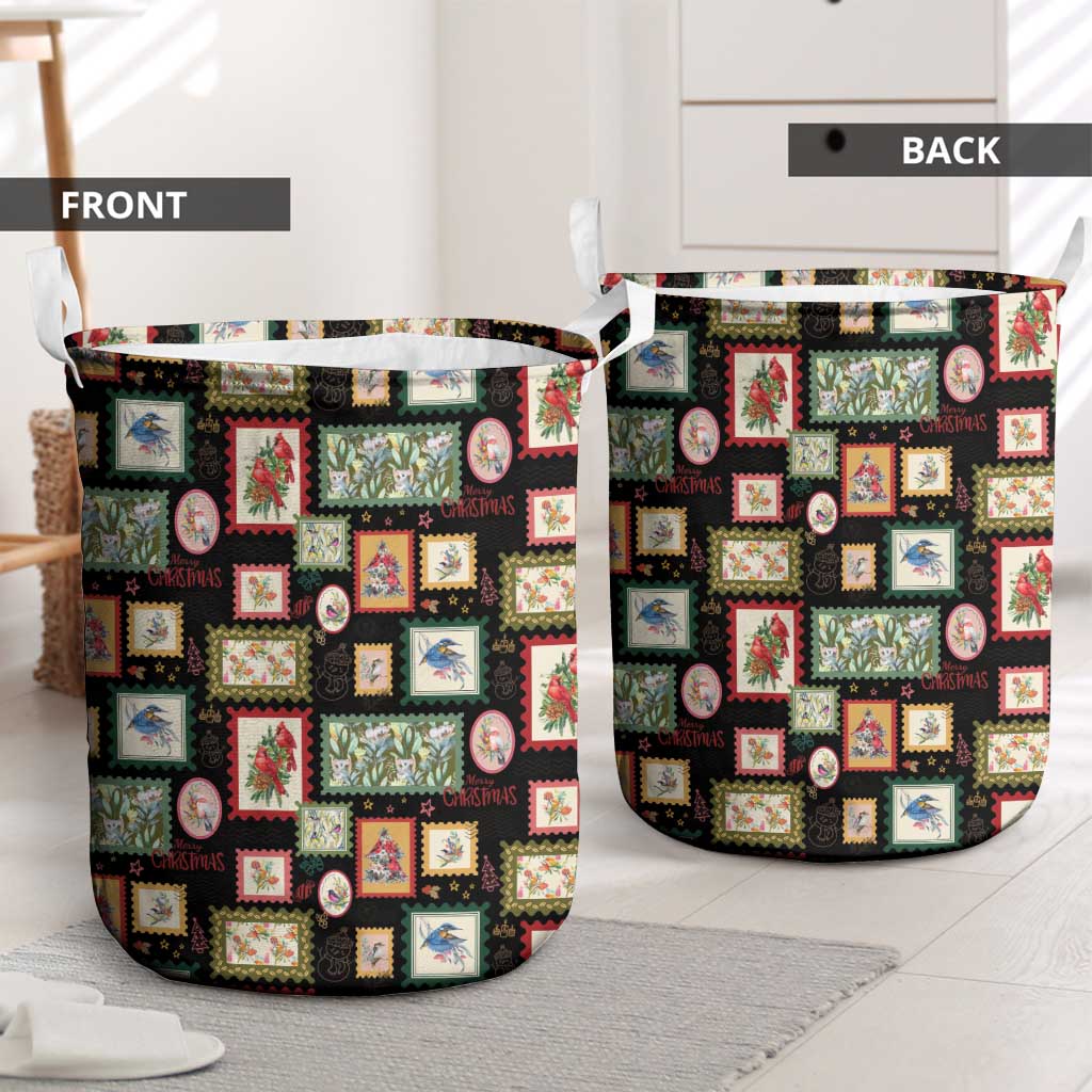 Aussie Birds Christmas La La Land Laundry Basket Black Vintage Stamp Edition - Aussie Hoodie
