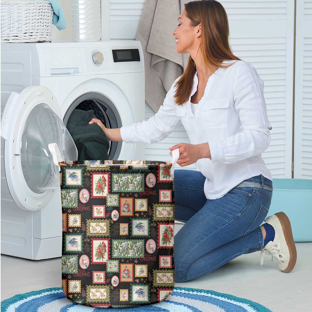Aussie Birds Christmas La La Land Laundry Basket Black Vintage Stamp Edition - Aussie Hoodie
