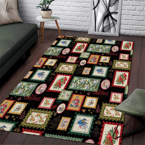 Aussie Birds Christmas La La Land Area Rug Black Vintage Stamp Edition - Aussie Hoodie