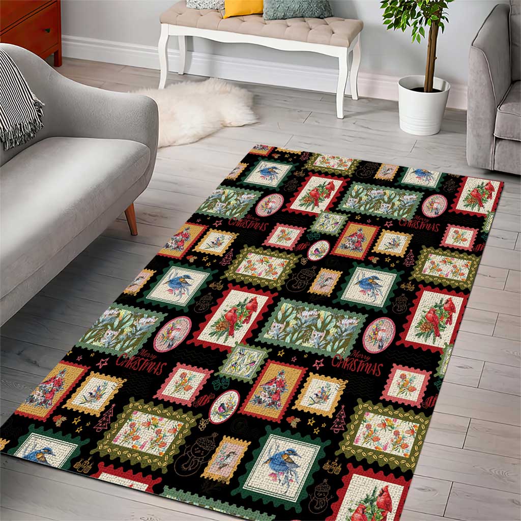 Aussie Birds Christmas La La Land Area Rug Black Vintage Stamp Edition - Aussie Hoodie