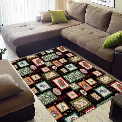 Aussie Birds Christmas La La Land Area Rug Black Vintage Stamp Edition - Aussie Hoodie