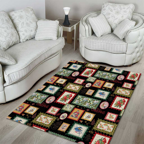 Aussie Birds Christmas La La Land Area Rug Black Vintage Stamp Edition - Aussie Hoodie