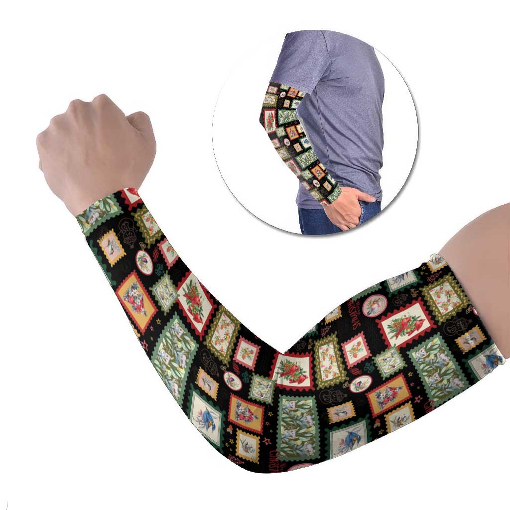 Aussie Birds Christmas La La Land Arm Sleeves Black Vintage Stamp Edition - Aussie Hoodie