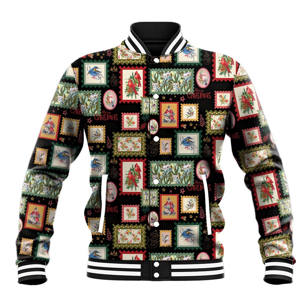 Aussie Birds Christmas La La Land Baseball Jacket Black Vintage Stamp Edition - Aussie Hoodie