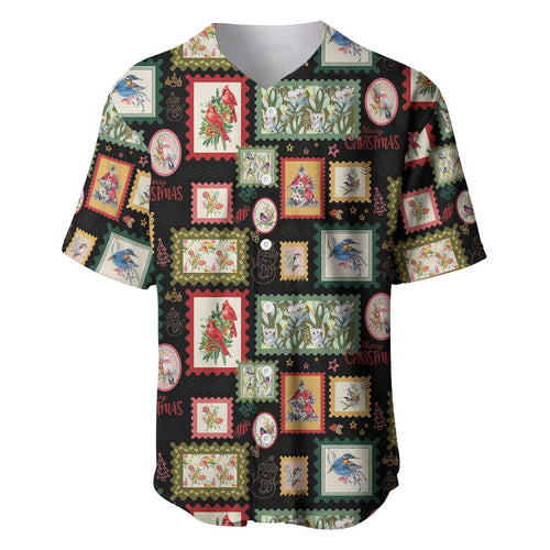 Aussie Birds Christmas La La Land Baseball Jersey Black Vintage Stamp Edition - Aussie Hoodie