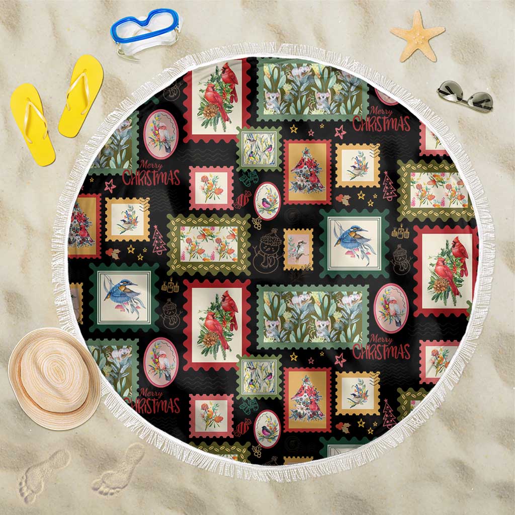 Aussie Birds Christmas La La Land Beach Blanket Black Vintage Stamp Edition - Aussie Hoodie