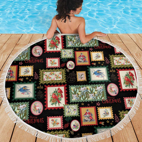 Aussie Birds Christmas La La Land Beach Blanket Black Vintage Stamp Edition - Aussie Hoodie