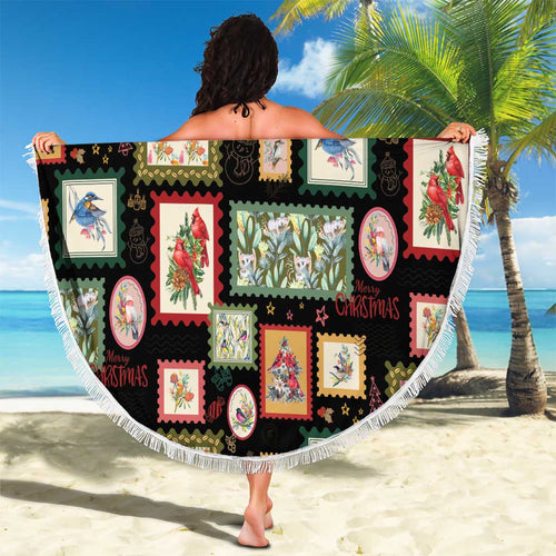 Aussie Birds Christmas La La Land Beach Blanket Black Vintage Stamp Edition - Aussie Hoodie
