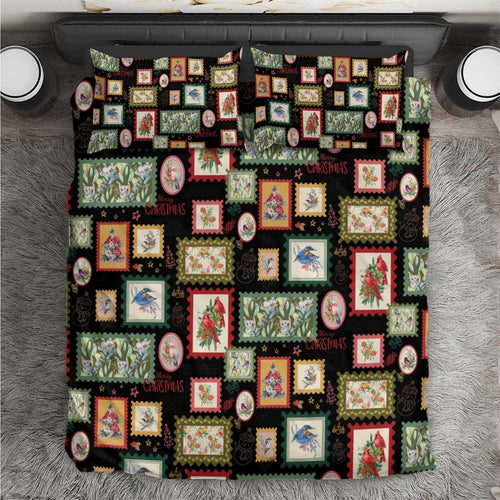 Aussie Birds Christmas La La Land Bedding Set Black Vintage Stamp Edition - Aussie Hoodie