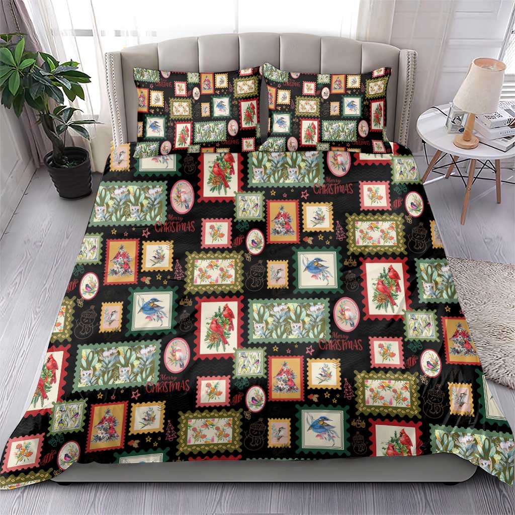 Aussie Birds Christmas La La Land Bedding Set Black Vintage Stamp Edition - Aussie Hoodie