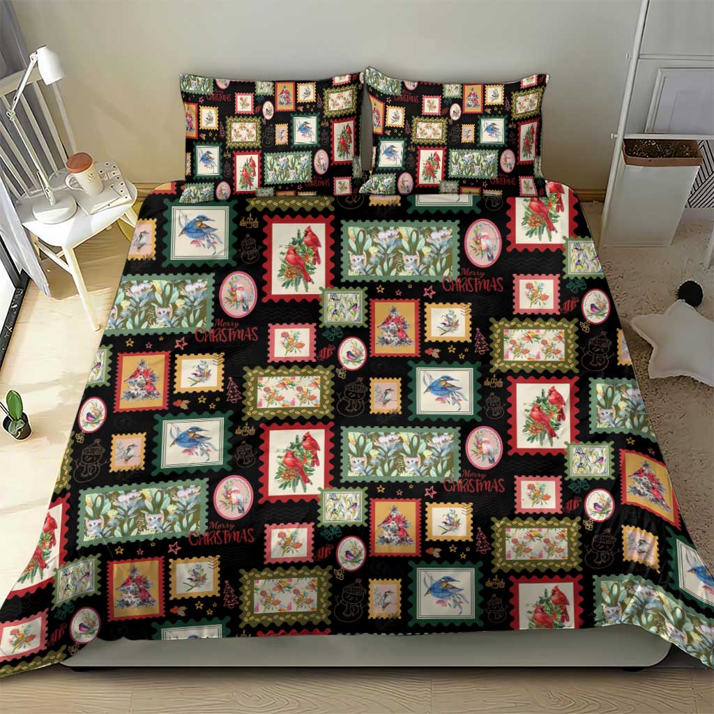 Aussie Birds Christmas La La Land Bedding Set Black Vintage Stamp Edition - Aussie Hoodie