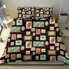 Aussie Birds Christmas La La Land Bedding Set Black Vintage Stamp Edition - Aussie Hoodie