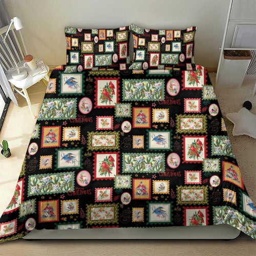 Aussie Birds Christmas La La Land Bedding Set Black Vintage Stamp Edition - Aussie Hoodie