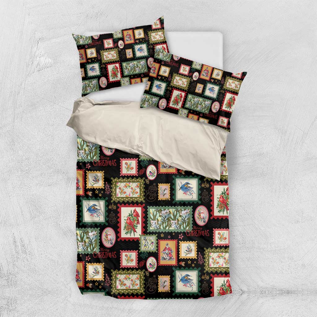 Aussie Birds Christmas La La Land Bedding Set Black Vintage Stamp Edition - Aussie Hoodie