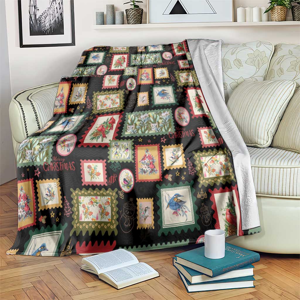 Aussie Birds Christmas La La Land Blanket Black Vintage Stamp Edition - Aussie Hoodie