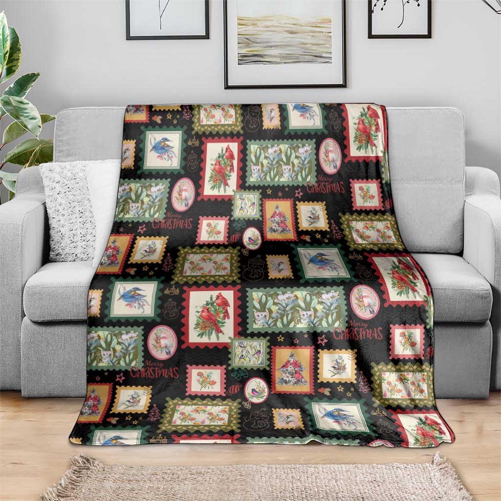 Aussie Birds Christmas La La Land Blanket Black Vintage Stamp Edition - Aussie Hoodie