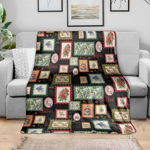 Aussie Birds Christmas La La Land Blanket Black Vintage Stamp Edition - Aussie Hoodie