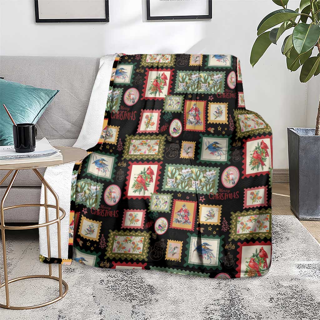 Aussie Birds Christmas La La Land Blanket Black Vintage Stamp Edition - Aussie Hoodie