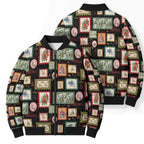 Aussie Birds Christmas La La Land Bomber Puffer Jacket Black Vintage Stamp Edition - Aussie Hoodie