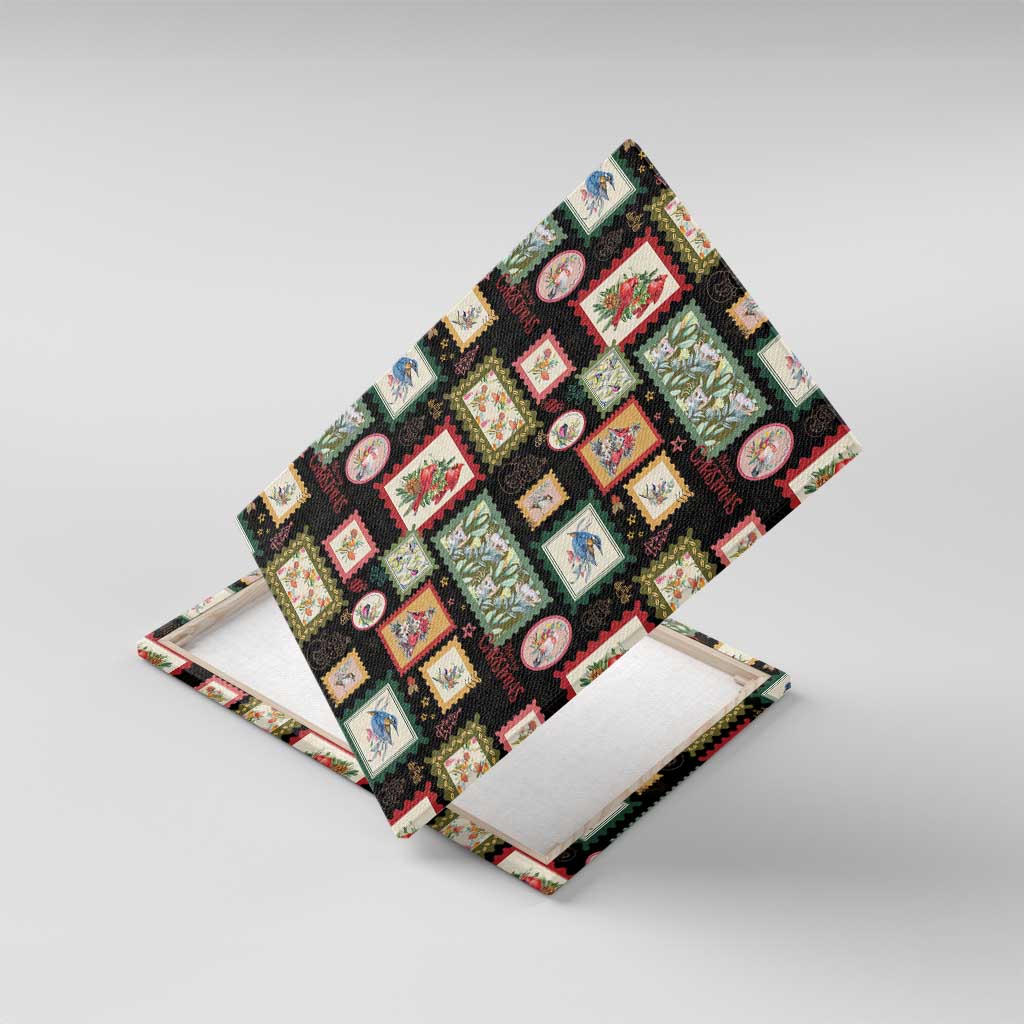 Aussie Birds Christmas La La Land Canvas Wall Art Black Vintage Stamp Edition - Aussie Hoodie