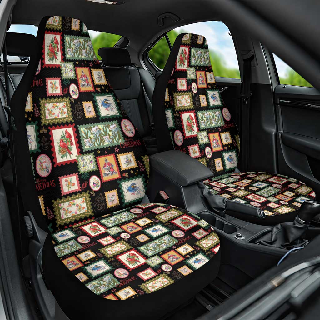 Aussie Birds Christmas La La Land Car Seat Cover Black Vintage Stamp Edition - Aussie Hoodie