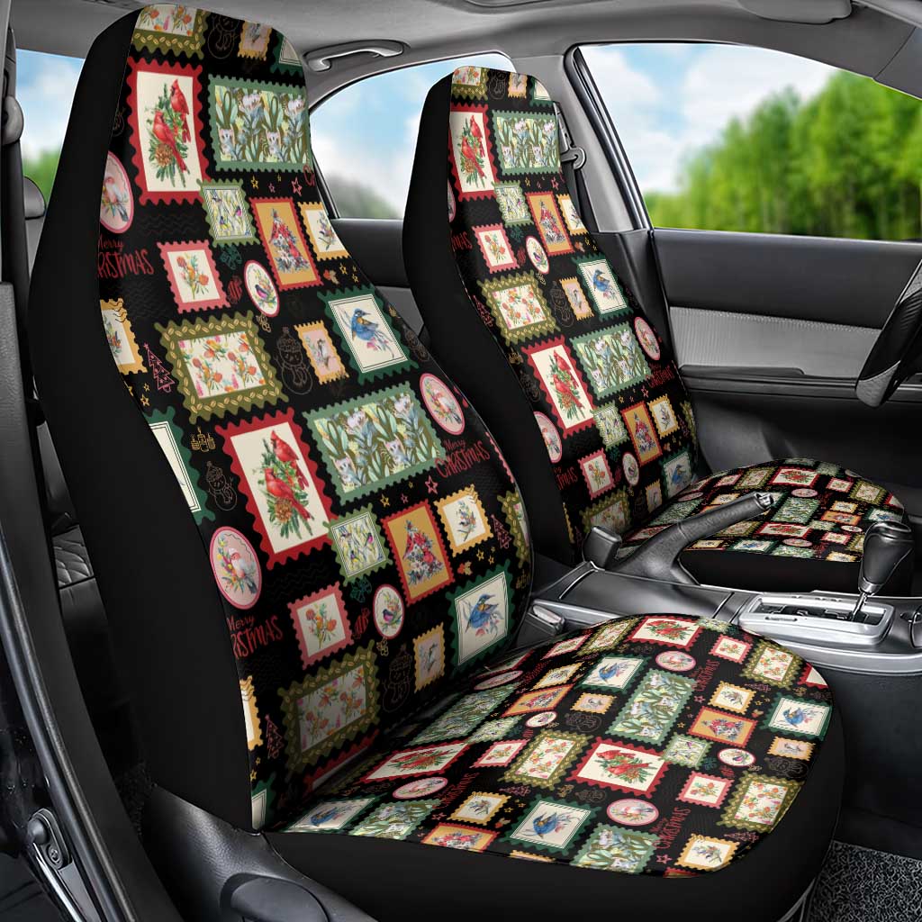 Aussie Birds Christmas La La Land Car Seat Cover Black Vintage Stamp Edition - Aussie Hoodie