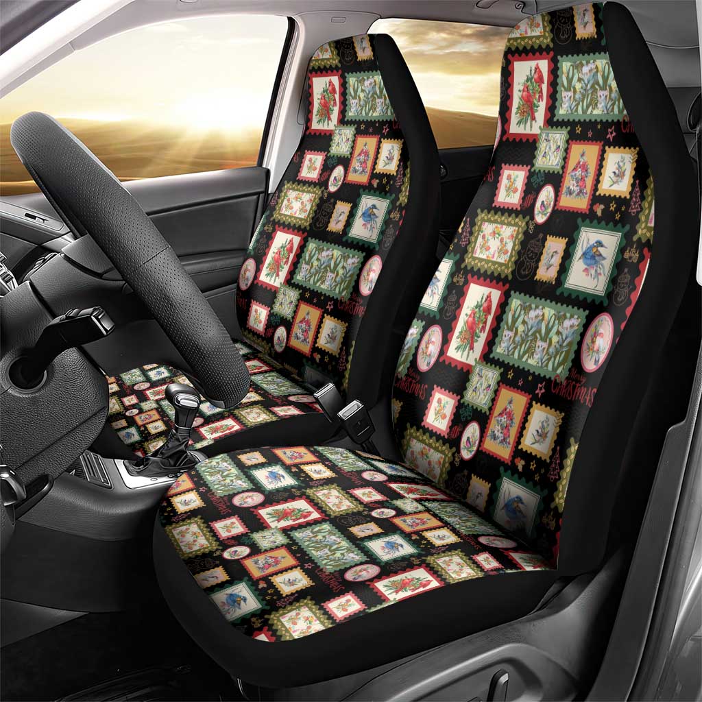 Aussie Birds Christmas La La Land Car Seat Cover Black Vintage Stamp Edition - Aussie Hoodie