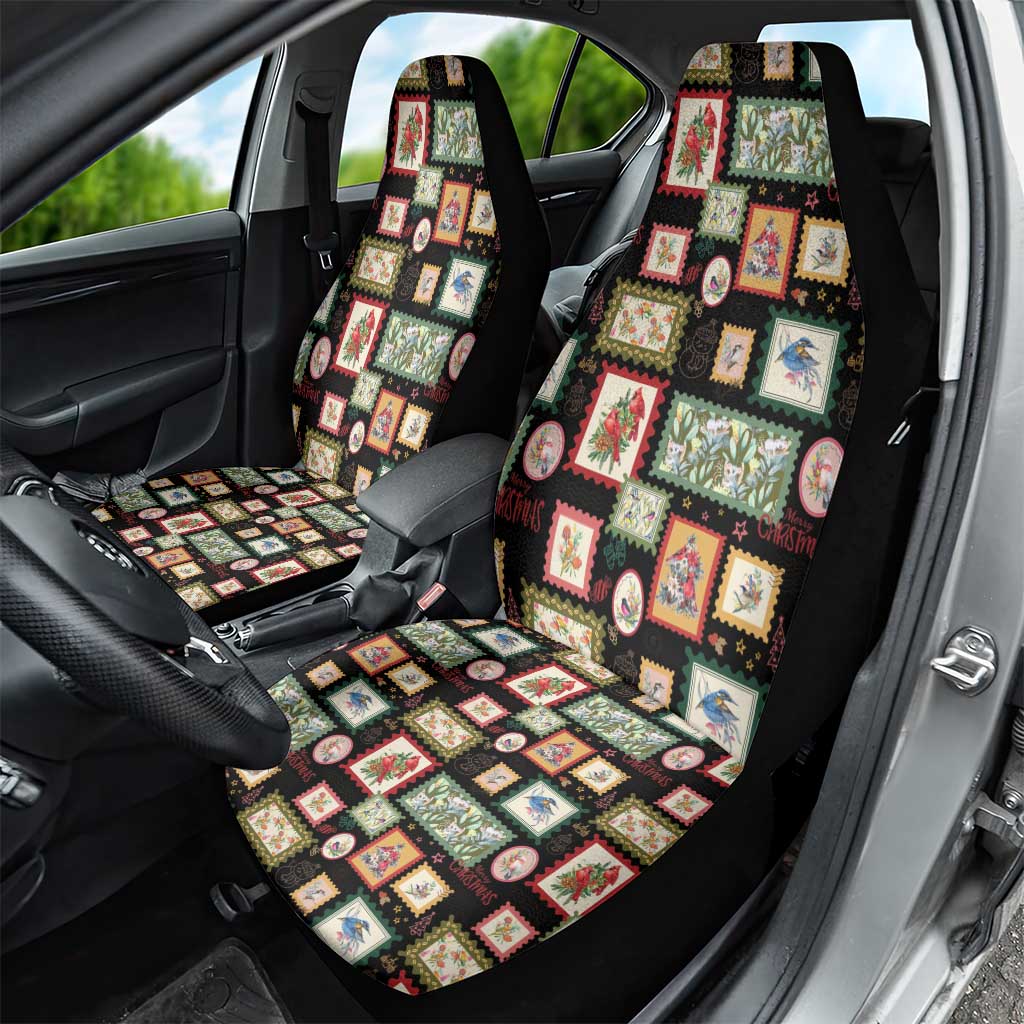 Aussie Birds Christmas La La Land Car Seat Cover Black Vintage Stamp Edition - Aussie Hoodie