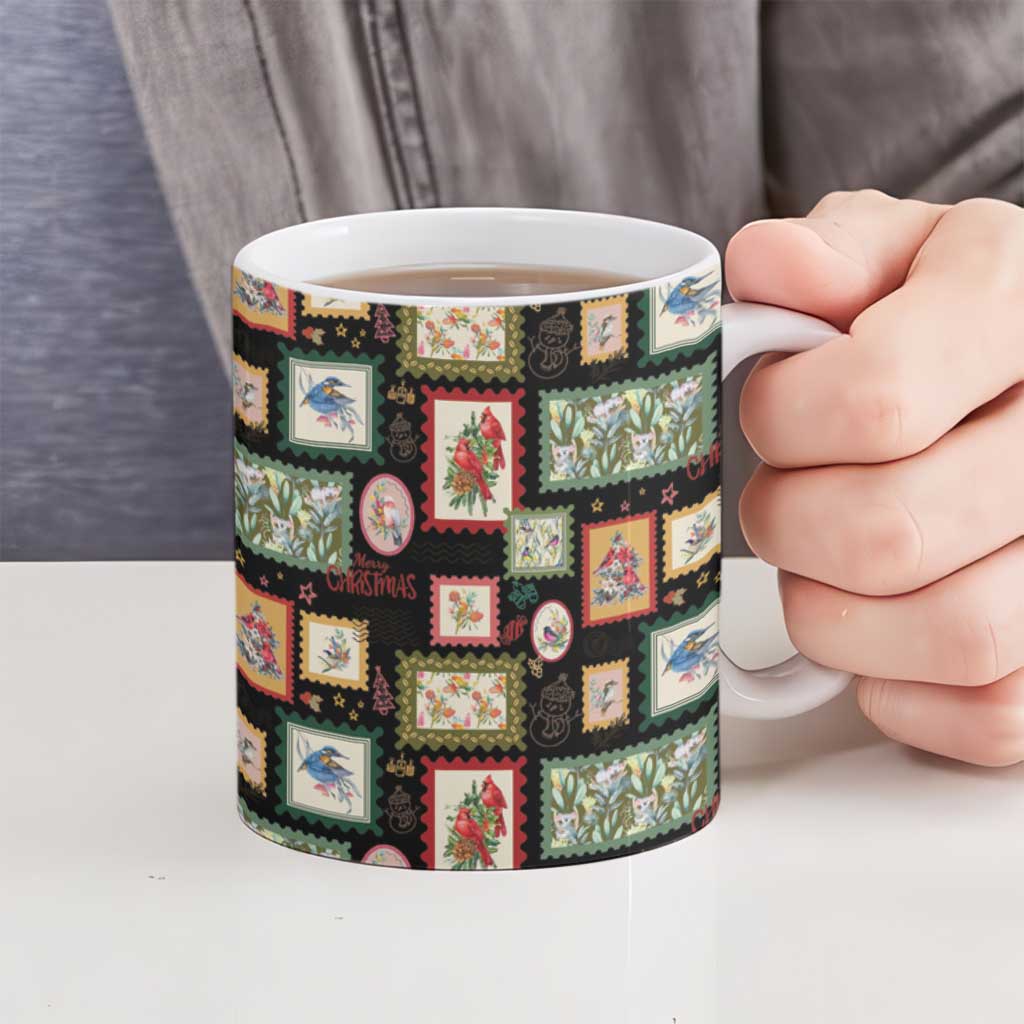 Aussie Birds Christmas La La Land Ceramic Mug Black Vintage Stamp Edition - Aussie Hoodie