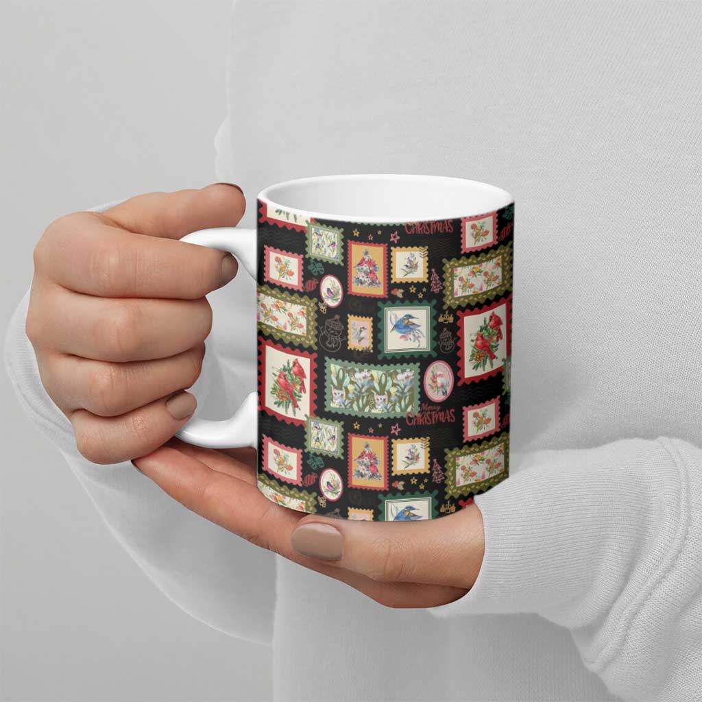 Aussie Birds Christmas La La Land Ceramic Mug Black Vintage Stamp Edition - Aussie Hoodie