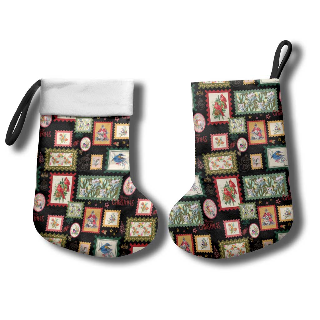 Aussie Birds Christmas La La Land Christmas Stocking Black Vintage Stamp Edition - Aussie Hoodie