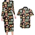 Aussie Birds Christmas La La Land Couples Matching Long Sleeve Bodycon Dress and Hawaiian Shirt Black Vintage Stamp Edition - Aussie Hoodie