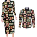 Aussie Birds Christmas La La Land Couples Matching Long Sleeve Bodycon Dress and Long Sleeve Button Shirt Black Vintage Stamp Edition - Aussie Hoodie