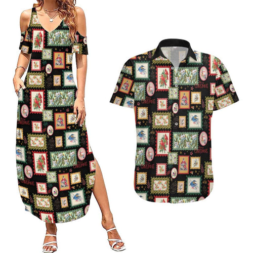 Aussie Birds Christmas La La Land Couples Matching Summer Maxi Dress and Hawaiian Shirt Black Vintage Stamp Edition - Aussie Hoodie