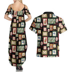 Aussie Birds Christmas La La Land Couples Matching Summer Maxi Dress and Hawaiian Shirt Black Vintage Stamp Edition - Aussie Hoodie