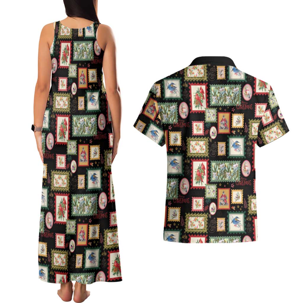 Aussie Birds Christmas La La Land Couples Matching Tank Maxi Dress and Hawaiian Shirt Black Vintage Stamp Edition - Aussie Hoodie
