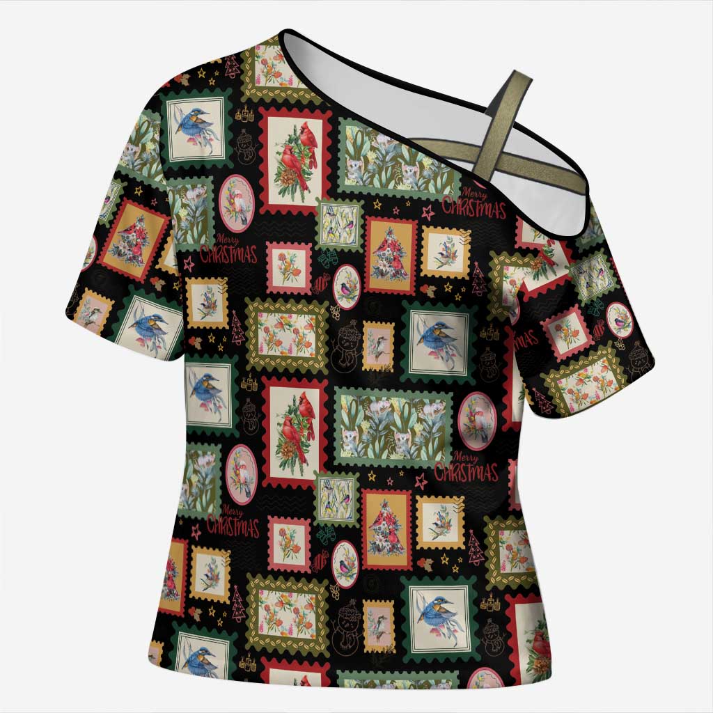 Aussie Birds Christmas La La Land Cross Shoulder Shirt Black Vintage Stamp Edition - Aussie Hoodie