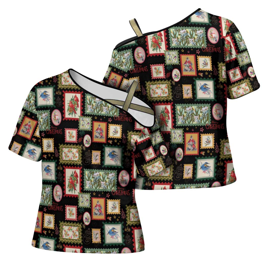 Aussie Birds Christmas La La Land Cross Shoulder Shirt Black Vintage Stamp Edition - Aussie Hoodie