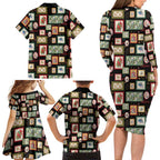 Aussie Birds Christmas La La Land Family Matching Long Sleeve Bodycon Dress and Hawaiian Shirt Black Vintage Stamp Edition - Aussie Hoodie