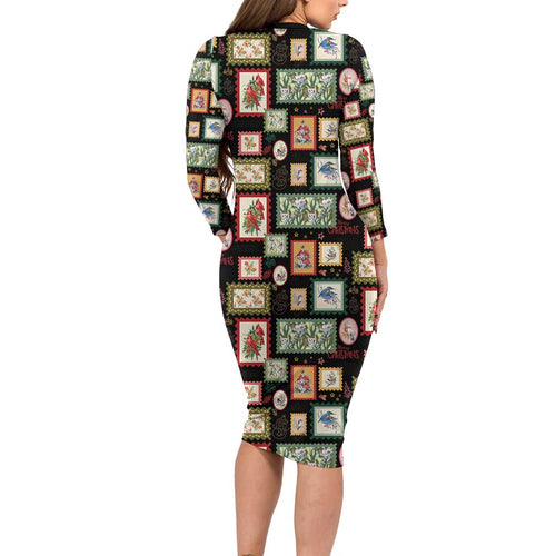 Aussie Birds Christmas La La Land Family Matching Long Sleeve Bodycon Dress and Hawaiian Shirt Black Vintage Stamp Edition - Aussie Hoodie