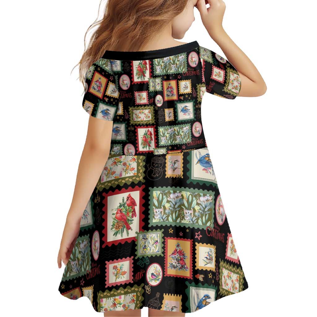 Aussie Birds Christmas La La Land Family Matching Off Shoulder Maxi Dress and Hawaiian Shirt Black Vintage Stamp Edition - Aussie Hoodie