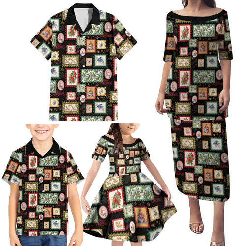 Aussie Birds Christmas La La Land Family Matching Puletasi and Hawaiian Shirt Black Vintage Stamp Edition - Aussie Hoodie