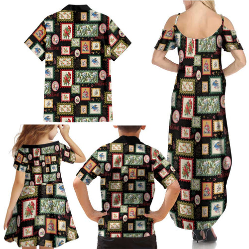 Aussie Birds Christmas La La Land Family Matching Summer Maxi Dress and Hawaiian Shirt Black Vintage Stamp Edition - Aussie Hoodie